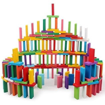 Mumoo Bear Ya-TY3436 120- Piece Authentic Basswood Standard Wooden Kids Domino Rally Building Kits Kids Game Play Racing Educational Toys For Children 3 Years
