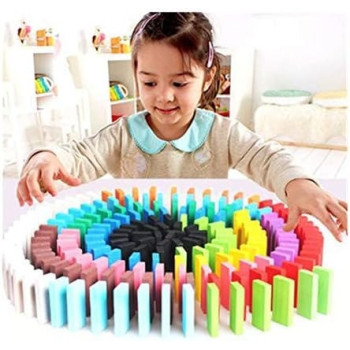 Mumoo Bear Ya-TY3436 120- Piece Authentic Basswood Standard Wooden Kids Domino Rally Building Kits Kids Game Play Racing Educational Toys For Children 3 Years