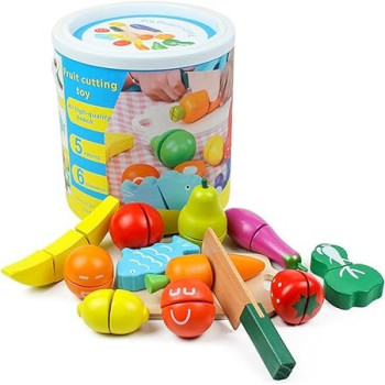 Beauenty Cutting Fruits Vegetables Colorful Pretend Play Set