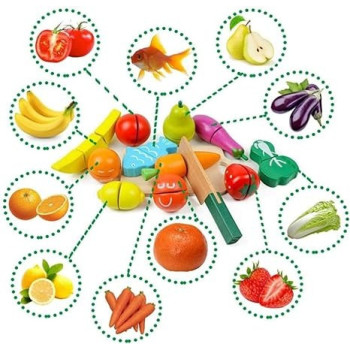 Beauenty Cutting Fruits Vegetables Colorful Pretend Play Set