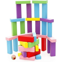 54-Piece Wooden Building Blocks Set