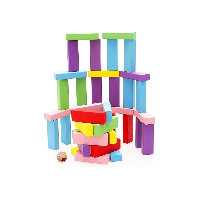 54-Piece Wooden Building Blocks Set