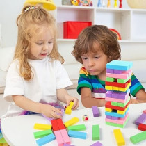 54-Piece Wooden Building Blocks Set