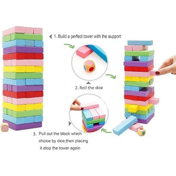54-Piece Wooden Building Blocks Set