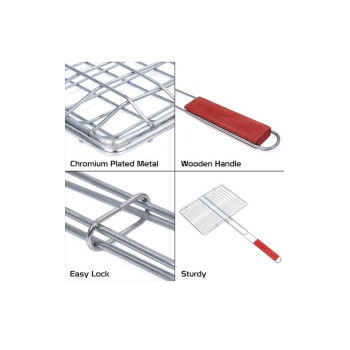 Royalford Foldable Portable Stainless Steel Barbecue Grill Indoor And Outoor Silver/Red 28 x 22 x 42cm