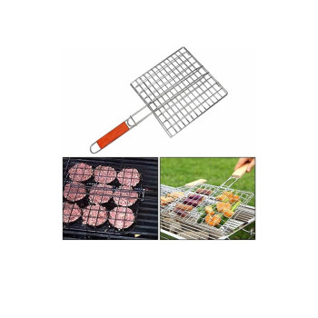 Royalford Foldable Portable Stainless Steel Barbecue Grill Indoor And Outoor Silver/Red 28 x 22 x 42cm