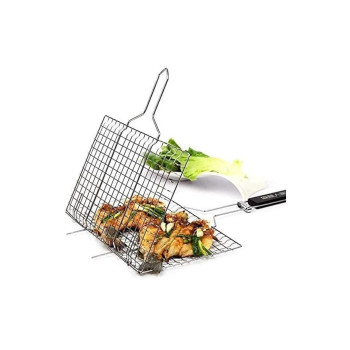 Royalford Foldable Portable Stainless Steel Barbecue Grill Indoor And Outoor Silver/Red 28 x 22 x 42cm