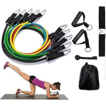 11 Pcs Fitness Resistance Band Set With Stackable Exercise Bands Legs Ankle Straps Multi-Function Professional Fitness Equipment