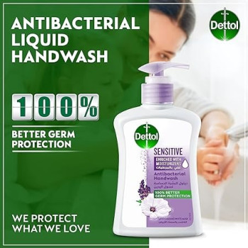Dettol Sensitive Handwash Liquid Soap Pump Lavender And White Musk Fragrance 200 ml