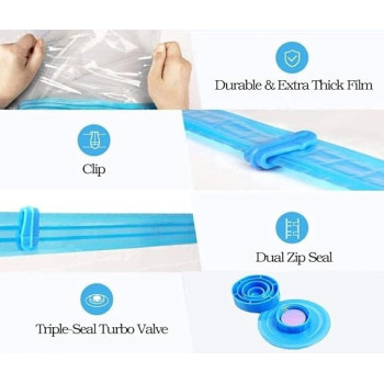 5-Piece Vacuum Storage Bag With Suction Pump Clear/Blue/Yellow 100 x 70Centimeter