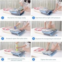 5-Piece Vacuum Storage Bag With Suction Pump Clear/Blue/Yellow 100 x 70Centimeter
