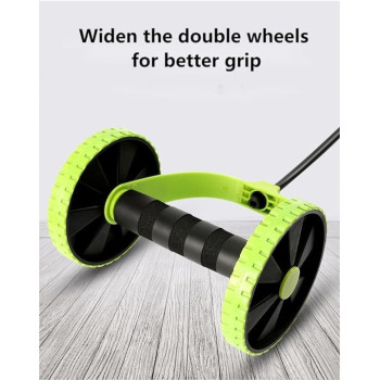 Forfar Dual Wheels Roller Sports Stretch Elastic Abdominal Resistance Pull Rope Tool Abdominal Muscle Trainer Exercise