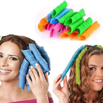 Xiuwoo Heatless Hair Rollers Spiral Curlers Set Multicolour