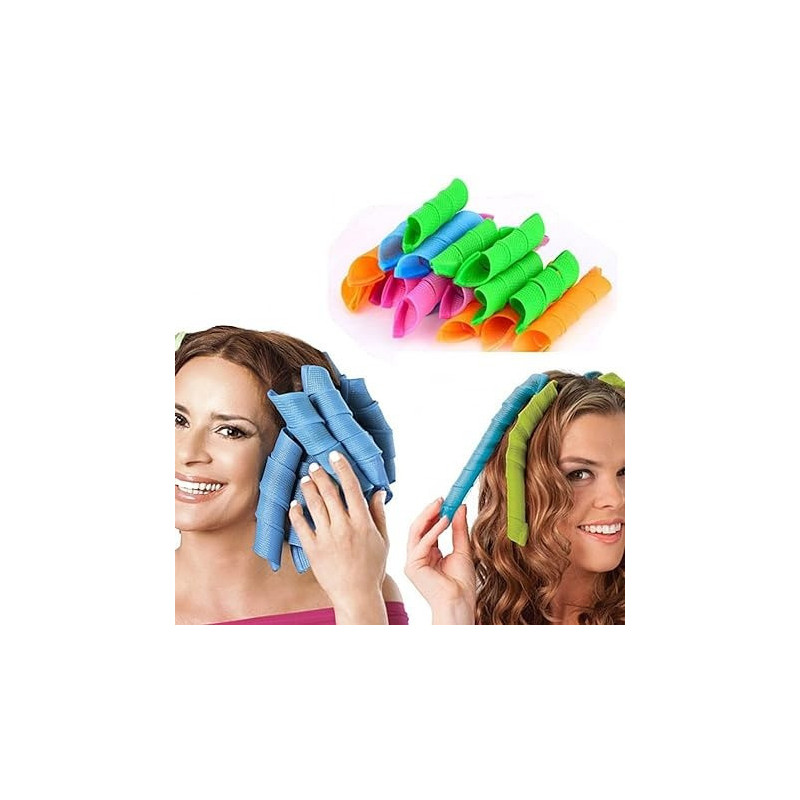 Xiuwoo Heatless Hair Rollers Spiral Curlers Set Multicolour