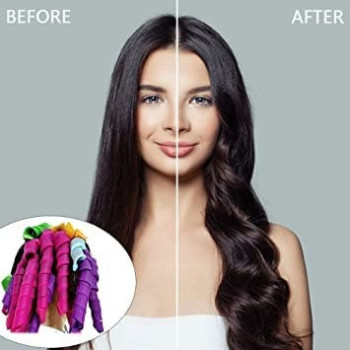 Xiuwoo Heatless Hair Rollers Spiral Curlers Set Multicolour