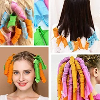 Xiuwoo Heatless Hair Rollers Spiral Curlers Set Multicolour