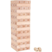 51-Piece Wooden Beech Building Block Set Stacking Board Game Shape And Number Recognition Educational Toy For Kids