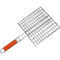 Bbq Grill With Wooden Handle, Silver/Brown, 17.4x.2 x 0.3 cm