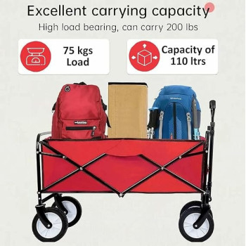 Folding Shopping Cart Trolley Red/Black