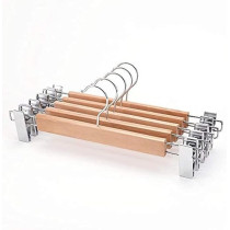 4Pcs High-Grade Synthetic Wooden Pants Rack Large Configuration Wood Pants Slip Hanger Beige Colour