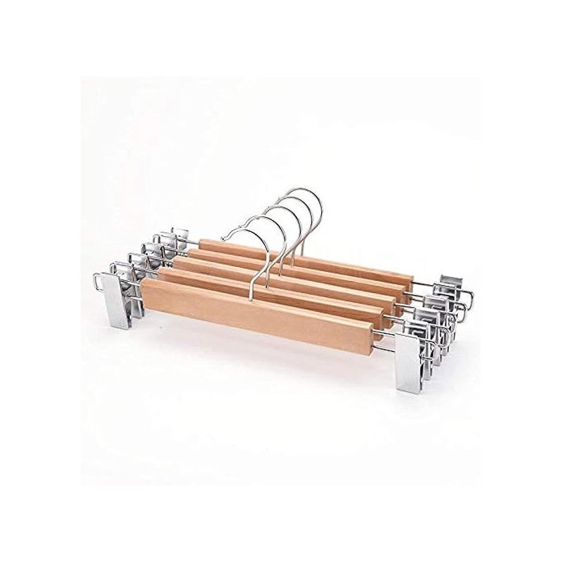 4Pcs High-Grade Synthetic Wooden Pants Rack Large Configuration Wood Pants Slip Hanger Beige Colour