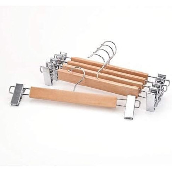 4Pcs High-Grade Synthetic Wooden Pants Rack Large Configuration Wood Pants Slip Hanger Beige Colour