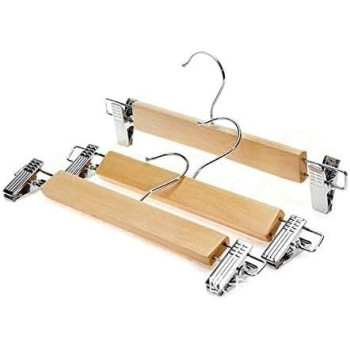 4Pcs High-Grade Synthetic Wooden Pants Rack Large Configuration Wood Pants Slip Hanger Beige Colour