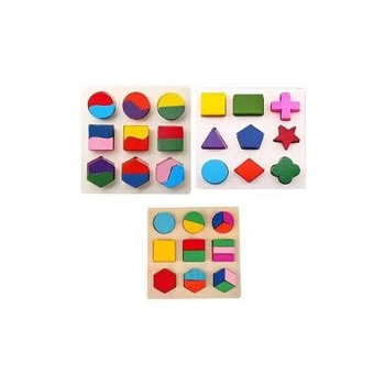 Grizzly Pack Of 3 Geometric Matching Blocks Pegged Puzzle