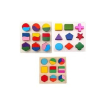 Grizzly Pack Of 3 Geometric Matching Blocks Pegged Puzzle