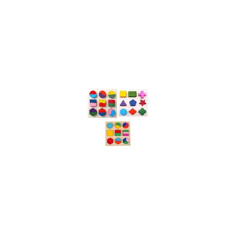 Grizzly Pack Of 3 Geometric Matching Blocks Pegged Puzzle