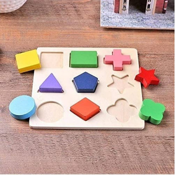 Grizzly Pack Of 3 Geometric Matching Blocks Pegged Puzzle