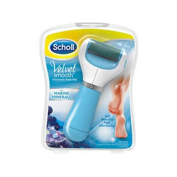 Scholl Velvet Smooth Pedi Electronic Foot File, Blue/White