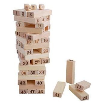 51-Piece Wooden Beech Game Stacking Blocks Set