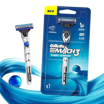 Gillette Mach3 Turbo 4-Blades Razor Grey/Silver/Blue
