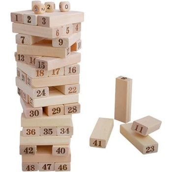 54-Piece Wooden Digital Laminated Stacking Block Set