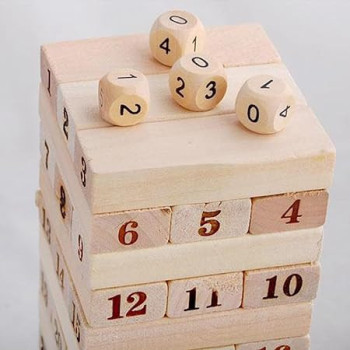 54-Piece Wooden Digital Laminated Stacking Block Set