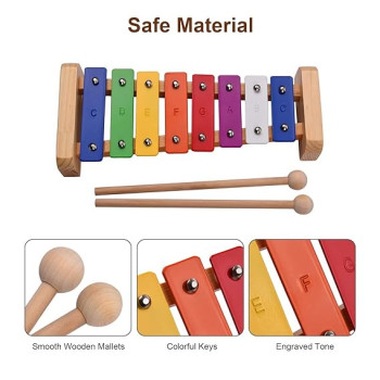 Wooden Beautiful Xylophone Musical Toy With 8 Notes For Kids