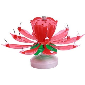 Flower Shaped Rotating Musical Candle 11 x 6Centimeter