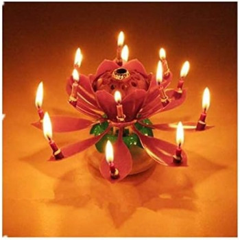 Flower Shaped Rotating Musical Candle 11 x 6Centimeter