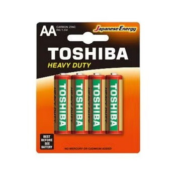 Toshiba 4 Piece Heavy Duty Aa Battery Pack Green/Red/White