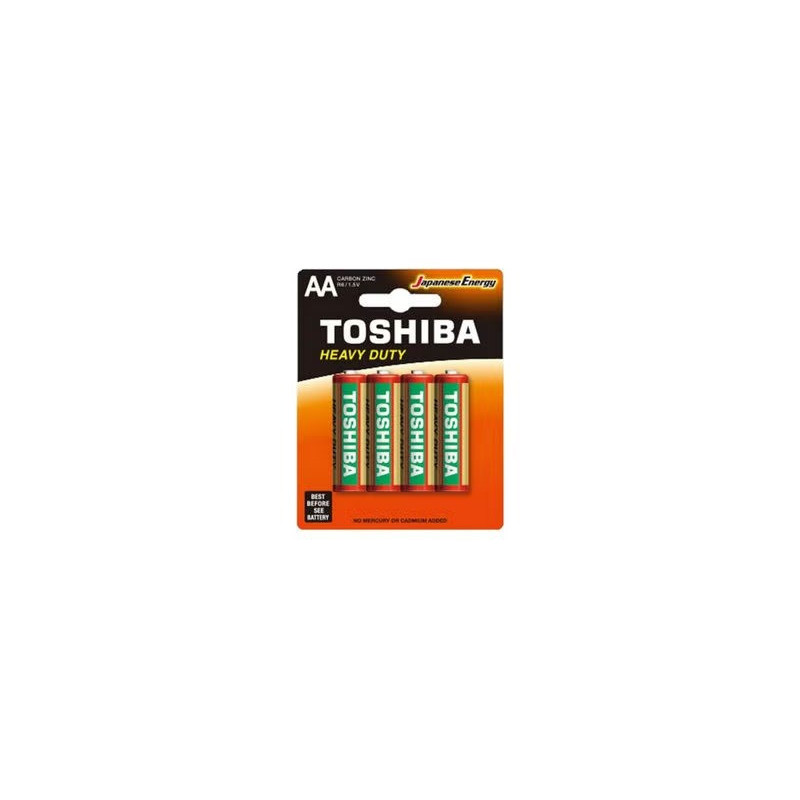 Toshiba 4 Piece Heavy Duty Aa Battery Pack Green/Red/White