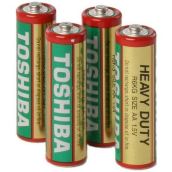 Toshiba 4 Piece Heavy Duty Aa Battery Pack Green/Red/White