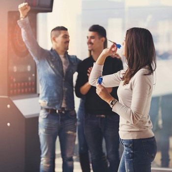 Farraige Wooden Double Faced Dart Board Game Set