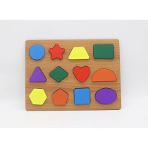 Asmat Learning Wooden Alphabet With Geometric Shape Puzzle Preschool Learning Toys 30 x 23cm