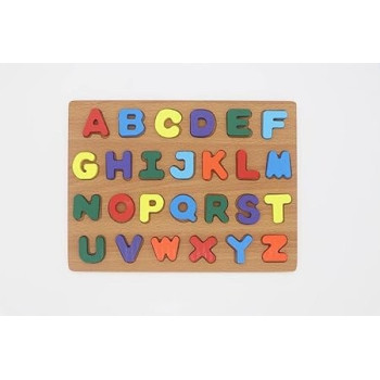 Asmat Learning Wooden Alphabet With Geometric Shape Puzzle Preschool Learning Toys 30 x 23cm