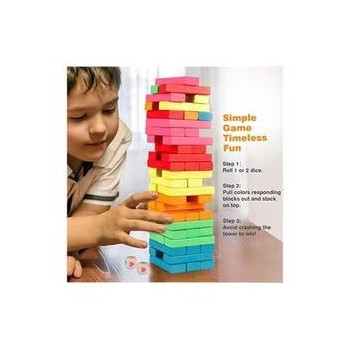 54-Piece Wooden Blocks Stacking Game