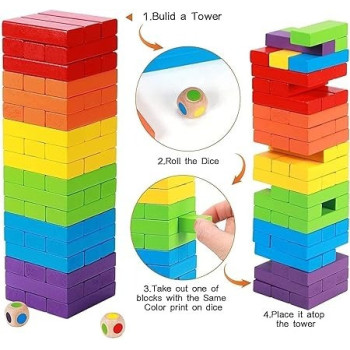 54-Piece Wooden Blocks Stacking Game