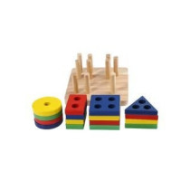 Wooden Geometric Sorting Building Blocks Set For 3+ Years