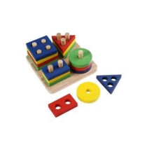 Wooden Geometric Sorting Building Blocks Set For 3+ Years