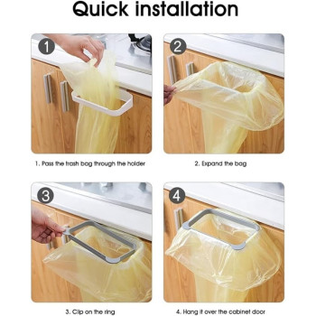 Door Back Hanging Trash Container Garbage Rack Blue/White